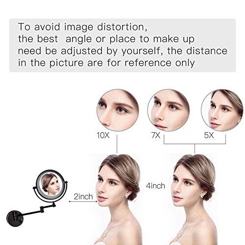 Miroir de maquillage mural avec éclairage LED pivotant et grossissant - 3