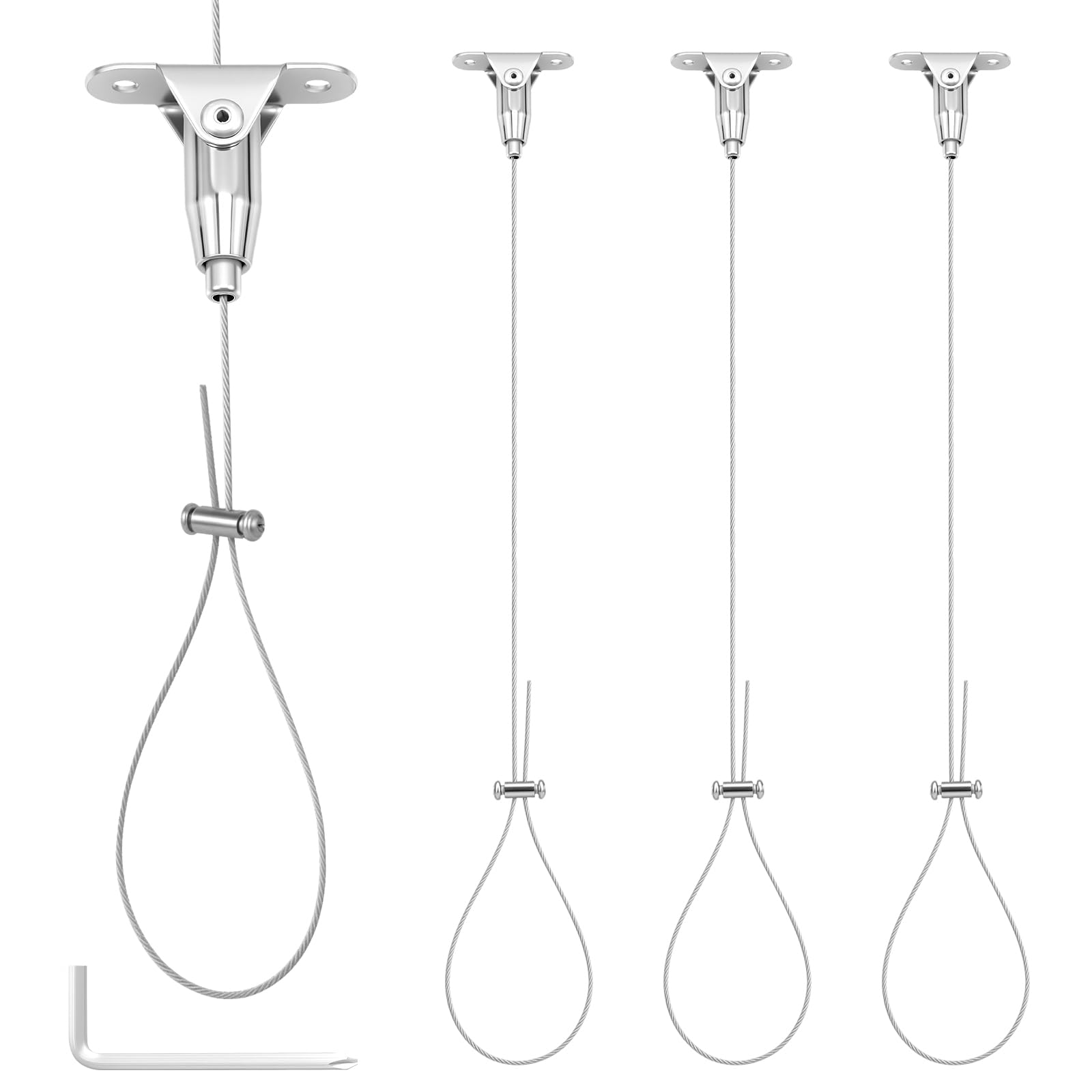 4 Pack Ceiling Shower Curtain Rod Support Kit, 200cm/78.74 Inch Stainless Steel Adjustable Closet Rod Support Brackets Holders 180° Rotatable Wardrobe Pipe Bracket for Curved Straight L/U-Shaped Bars