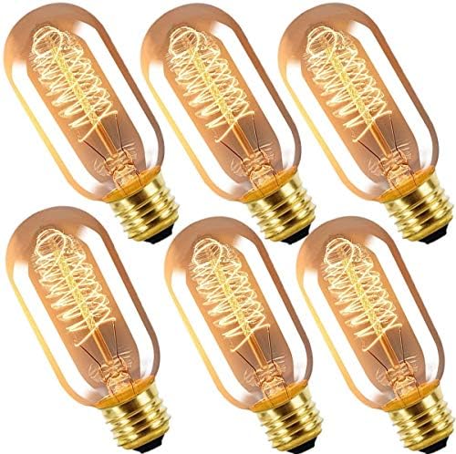 INNOCCY Edison Light Bulb, 40W E26 E27 Vintage Bulb Dimmable T45 Antique Tubular Light Bulb, 2300K, Pack of 6