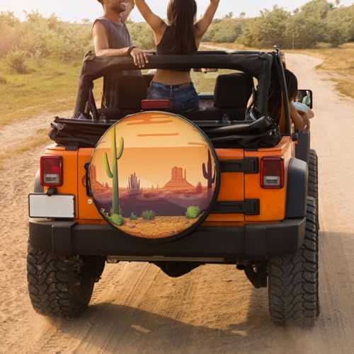 Image of Desert Cactus Spare Tire Cover Dust-Proof Wheel Tire Cover Fit Trailer, RV, SUV and Many Vehicle 16 Inch