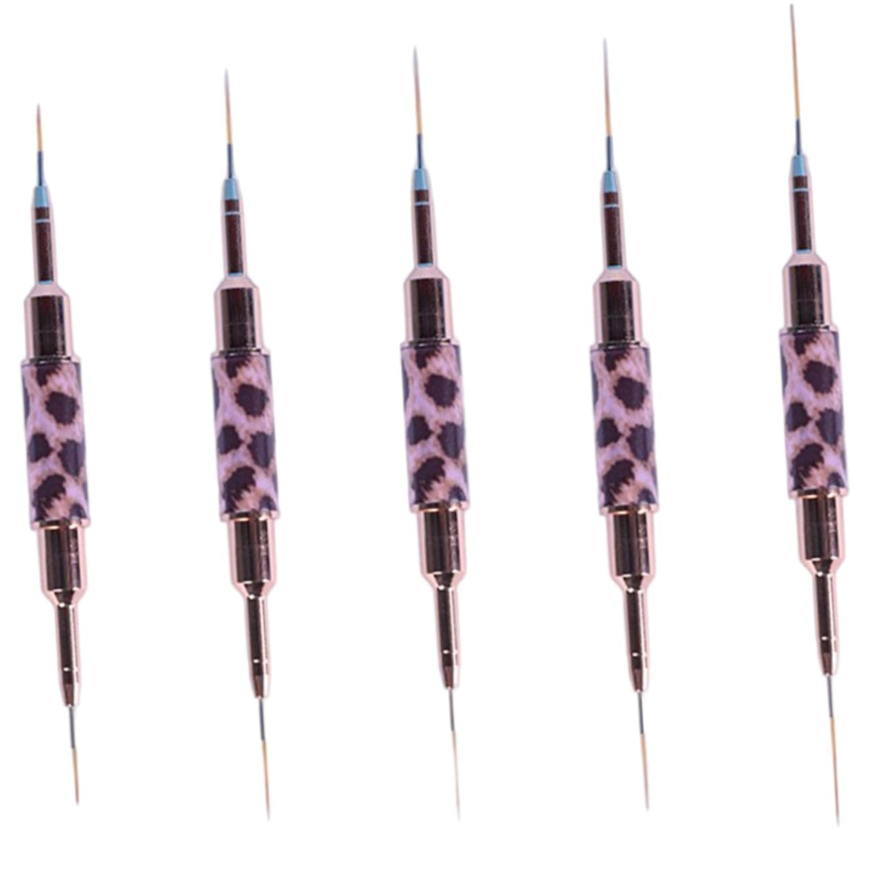 5pcs Nail Art Brushes Dual-ended Liner Pens Nail Design Tools Manicure Drawing Supplies for Salon and DIY Painting