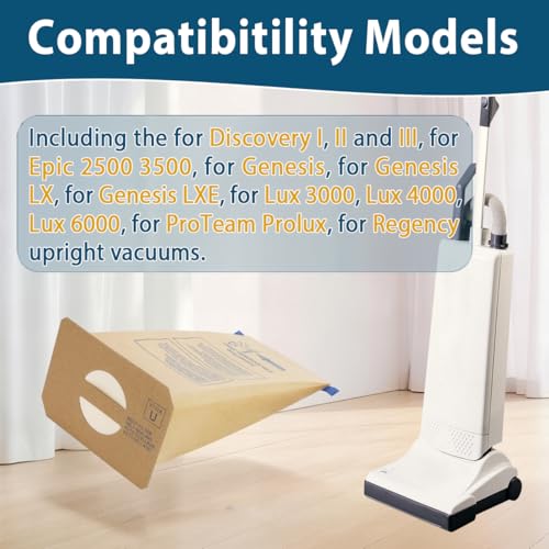 Image of 15 Pack Style U Vacuum Cleaner Bags Replacement Compatible with Electrolux Type U Upright Vacuums & Aerus Vacuums, Fits Discovery II, Lux 4000, Ultralux, Genesis, Prolux, Epic 3500