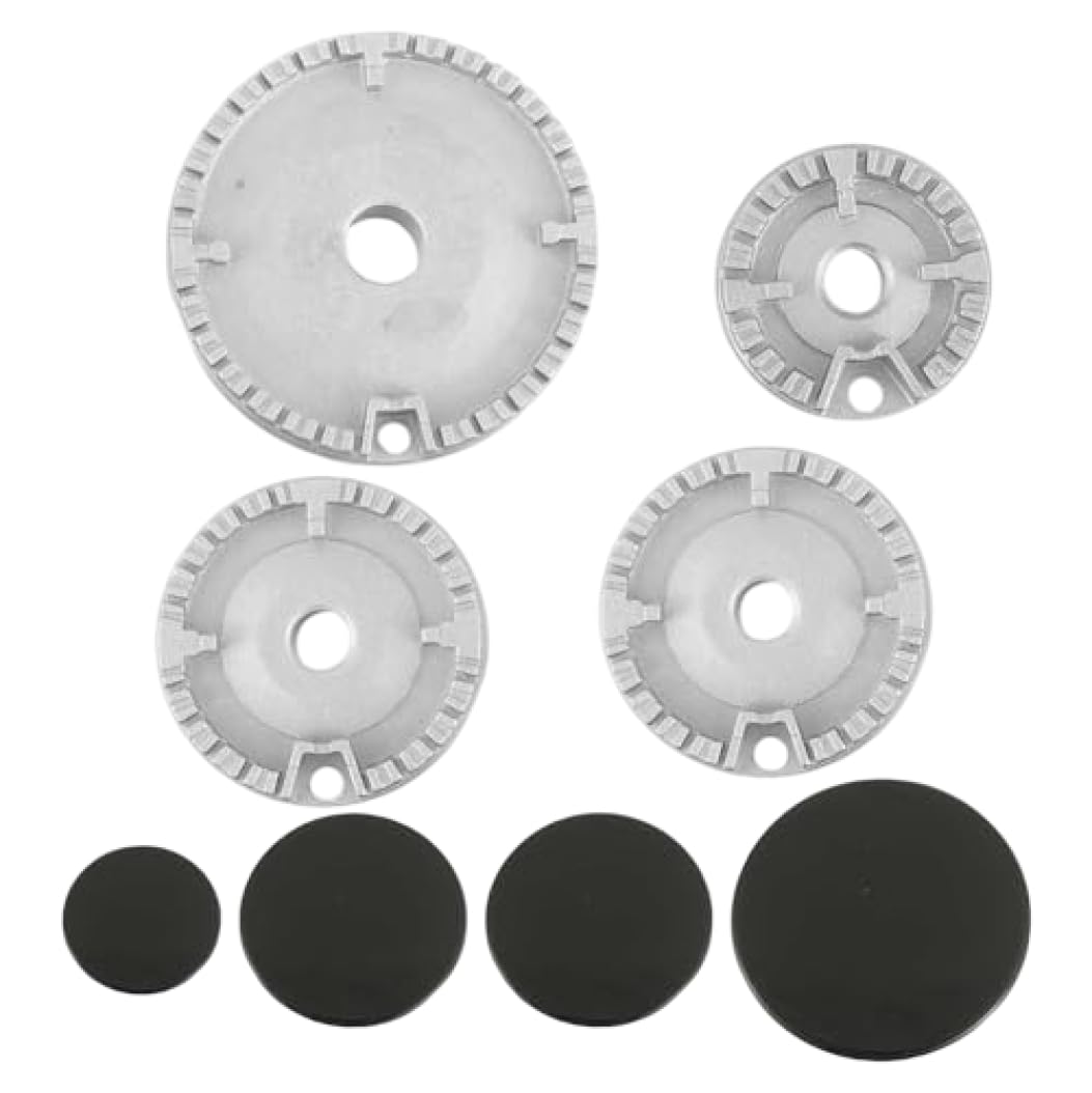 Xdyyjrasa Gas Stove Burner Cap Set - 8-Piece Herdhut Set with Flame Caps & Plates, Easy Replacement for Most Gas Cooktops