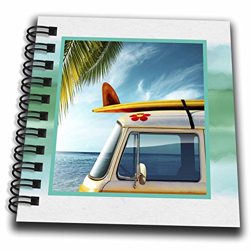 Bloc-notes vintage van avec planche de surf pour vos notes de voyage