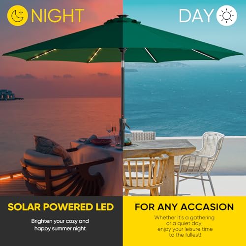 Image of Tempera Patio Market Outdoor Table Umbrella with Auto Tilt and Crank, Large Sun Umbrella with Sturdy Pole & Fade Resistant Canopy, Easy to Set
