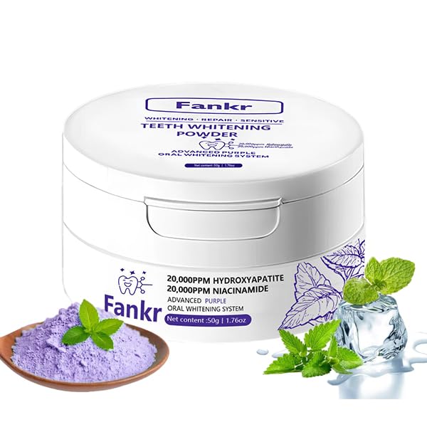 Teeth Whitening Powder with 20 000ppm Hydroxyapatite 20 000ppm Niacinamide Instant Brightening Patent-Pending R5X Remineralizing Complex Purple Color