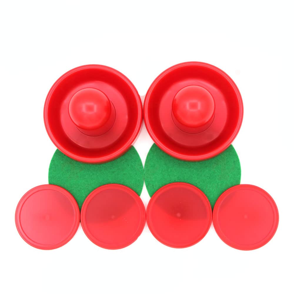 Set di Hockey da Tavolo da 4 Pezzi 96 mm, 4 spingitori di Air Hockey portieri Dischi di Ghiaccio con 4 Flanella 8 Dischi – Rosso