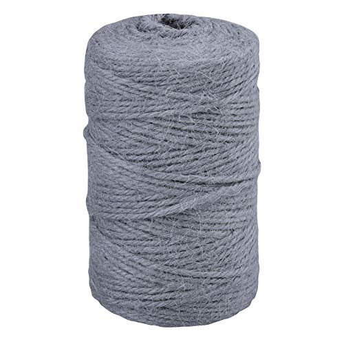 jijAcraft Spago di Iuta Corda di Iuta 2mm x 100M per Artigianato Fai da Te, Confezioni Regalo, Decorazioni (Grigio)