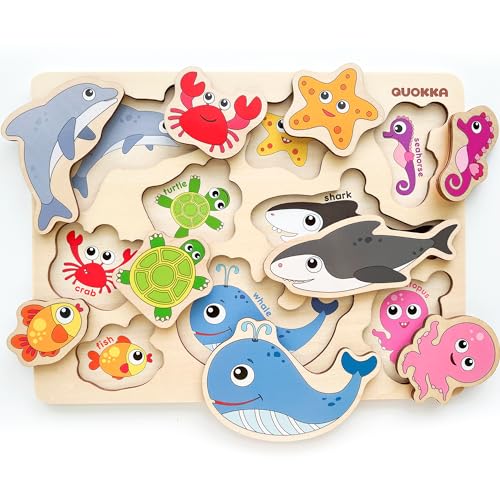 Quokka Wooden Puzzles For Toddlers Ages 1-3-5 – Animal Peg Puzzles For Kids 2-4 Years Old – Set Of 3 Wood Learning Travel Toys For Children thumb #6