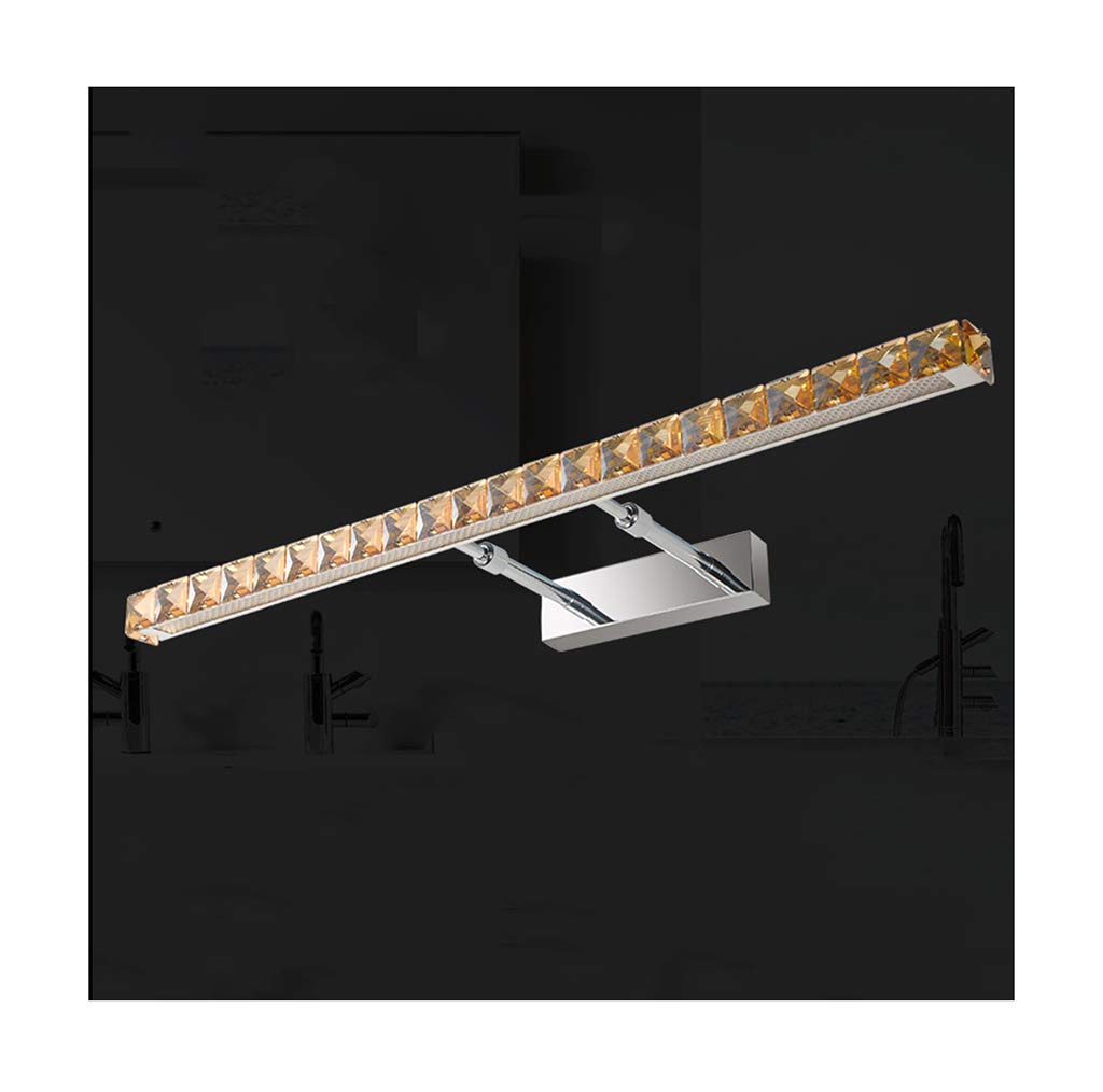 Lampe de miroir de bain LED 15W dorée et cristal blanc pour meuble