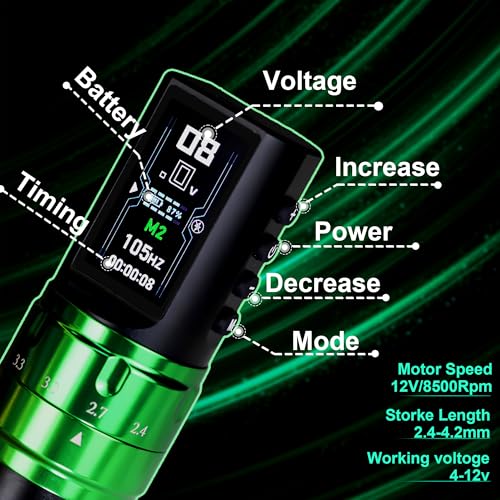 Wireless Tattoo Gun 1800mAh Smart Screen Brushless Tattoo Machine - Image 4