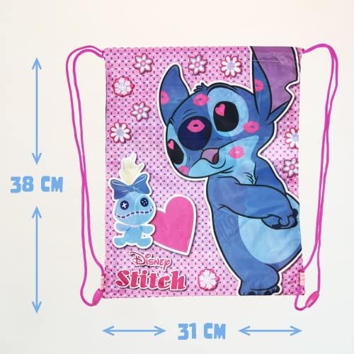 Disney Stitch Gym Bag and Bottle, School Backpack, Youth String