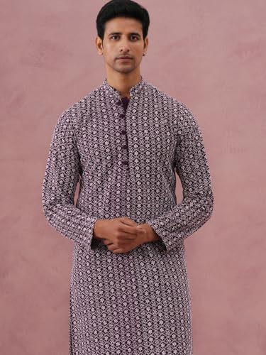 Image of Jompers Floral Embroidered Kurta With Churidar (Purple, L)