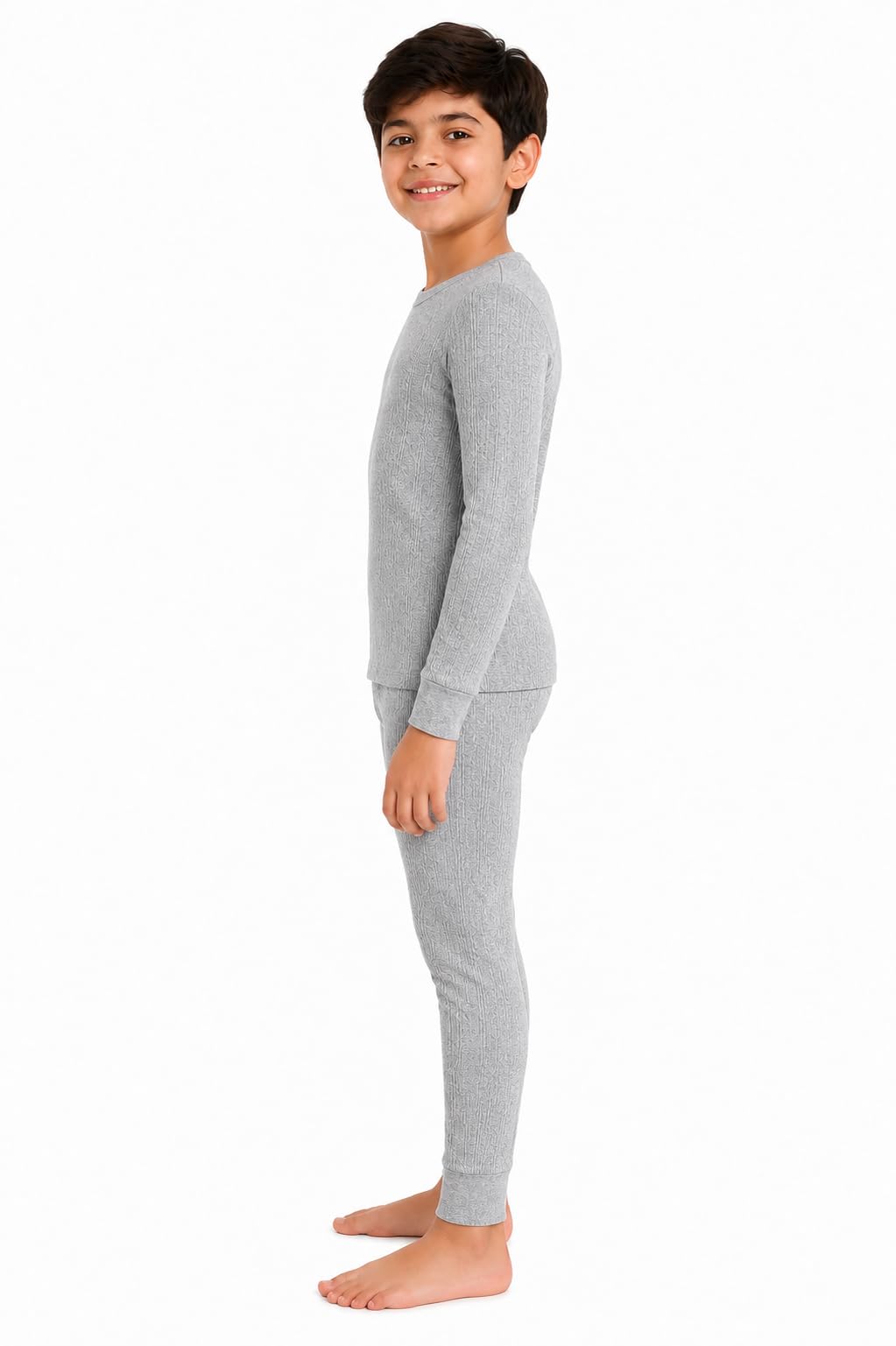 UCARE Round Neck Winter Thermal Set of Top Trouser for Kids/Thermal for Boys and Girls/Kids Thermal (Light Grey, 5-6 Years) 1