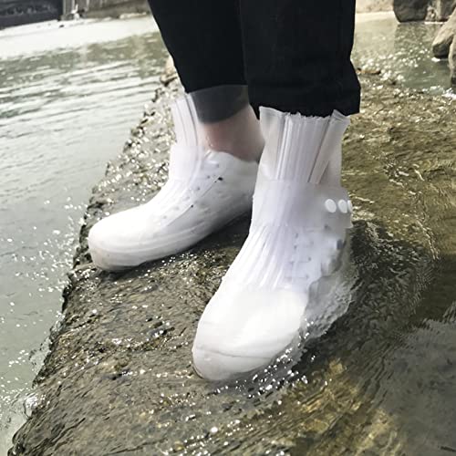 Botas impermeables de silicona para lluvia con alta elasticidad, cubierta plegable con abertura amplia para fácil colocación y protección contra nieve y barro, aptas para todas las estaciones (Color: Azul, Talla: Large) miniatura 5