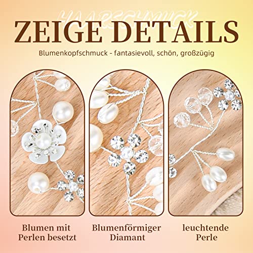 Haarschmuck Kommunion Mädchen - Blumenkranz Haarbänder für Kinder, Hochzeit und Braut - Perle Stirnband
