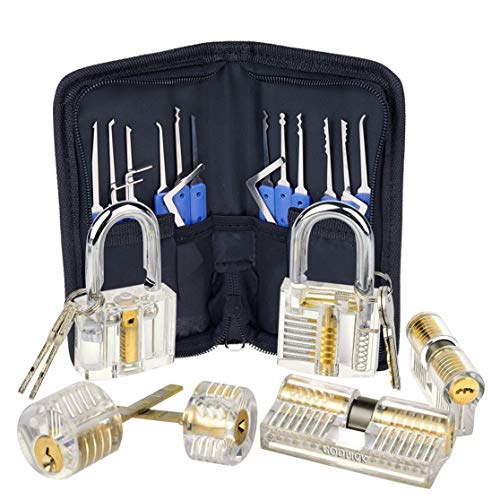 Preisvergleich Produktbild Godpick Übungsschloss Sets Transparent Sichtbar Aufgeschnitten Kristall-Stift Tastensperre Vorhängeschloss Schlösserknacken Set für Schlosserausbildung enthalten 6 Stück Trainingsschlösser