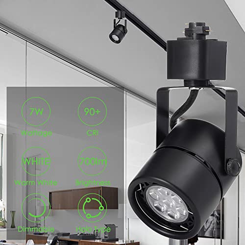 Intwell 7W Led Track Lighting Heads,Dimmable Led Track Light Heads Compatible With H Type Track Light Rail,Ceiling Spotlight For Kitchen Accent Task,110V 36°Angle 3000K Warm White 12 Pack (Black) #TOP1