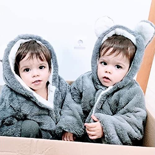 Patpat Baby Toddler Loose Shape Fleece Jackets Faux Fur Long Sleeve Fuzzy Warm Coats Grey 18-24 Months #TOP5