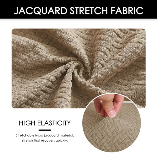 Image of Waterproof Bar Stool Covers Set of 2 Rectangle Camel Jacquard Stretchable Backless Barstool Seat Cover Counter Bar Stool Slipcovers Washable