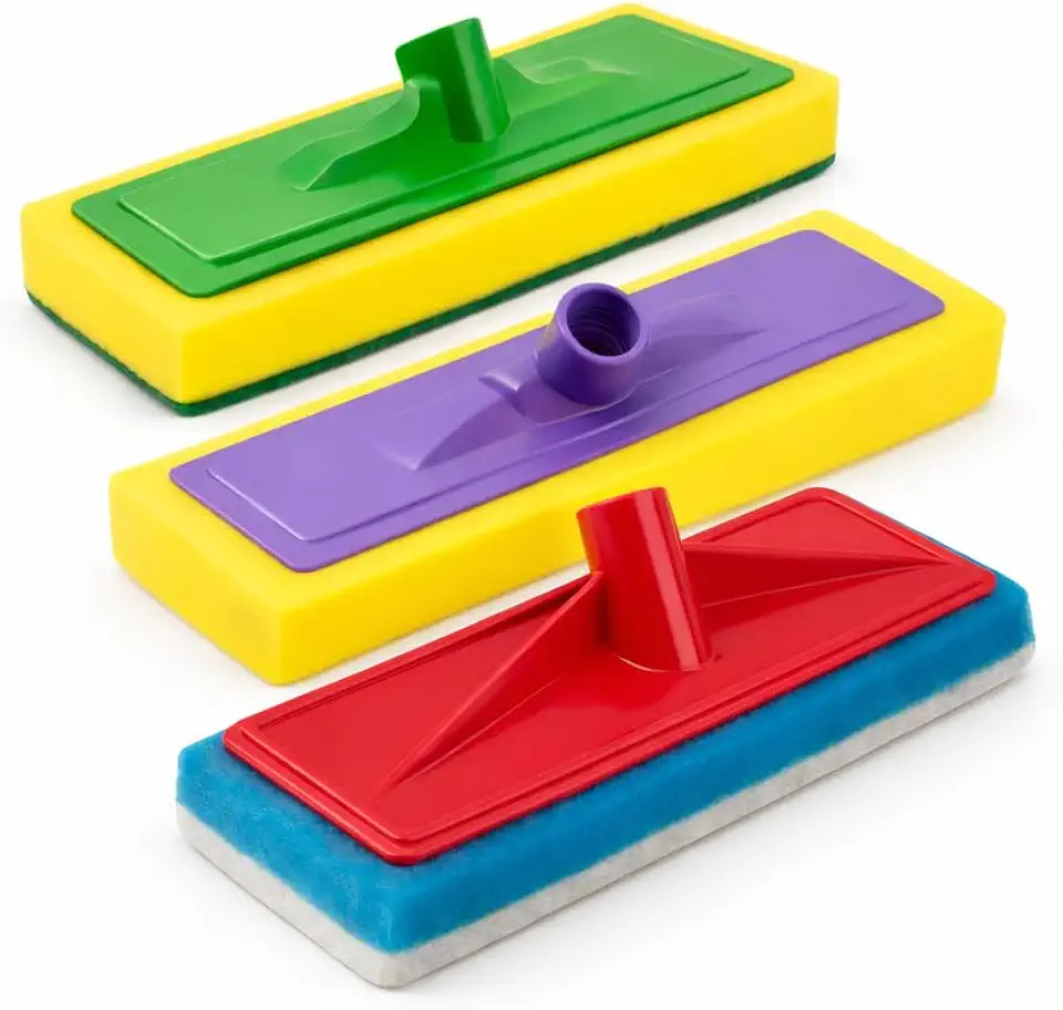 Kit 3 Rodos Abrasivos Multiuso com Esponja – Limpeza Pesada, Passa Cera, Limpa Vidro, Azulejo e Piso – Compatível com Cabo Universal