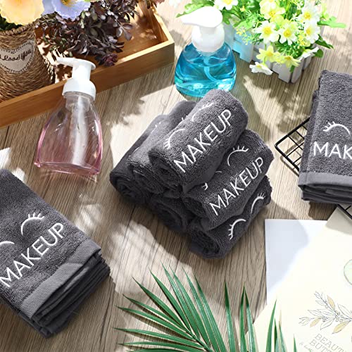12 Pcs 13 Inch Makeup Washcloths Makeup Remover Wash Cloth Reusable Soft Quality Makeup Towel Absorbent Fingertip Face Towel Washing Face Cleansing Washcloth For Women (Gray) #TOP3