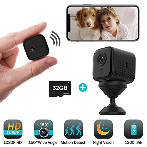 32GB Mini Hidden Spy Camera Wireless, JoyGeek 1080P HD WiFi Small Portable Indoor