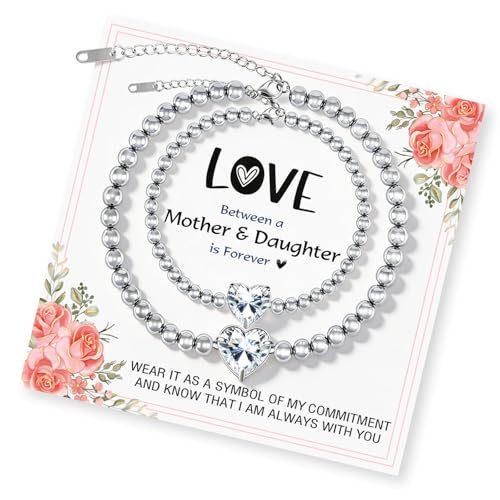 Pulseras de corazón para mamá e hija que unen a la familia con amor
