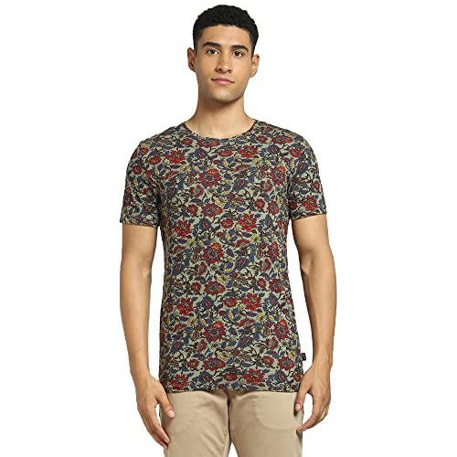 Image of JACK & JONES Men's Cotton Printed Slim Fit Crew Neck T-Shirt