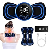 Masajeador Cuello Cervicales EMS, 8 Modos 19 Intensidades Masajeador de Cuello y Cervicales Hombro con Mando a Distancia para Alivio del Dolor Muscular Corporal