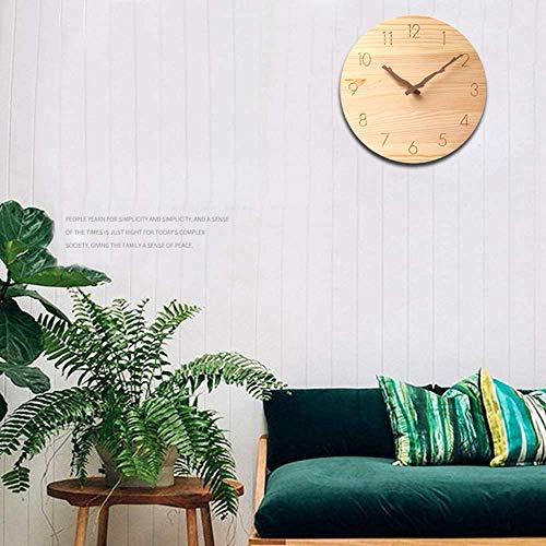 Cookadvan Wooden Wall Clock, 10 Inch Round Wall Clock, Country Style Silent Non-Ticking Wall Clock With Abs Frame, Battery Operated, For Office Kitchen Bedroom Classroom&Living Room (Yellow) #TOP7