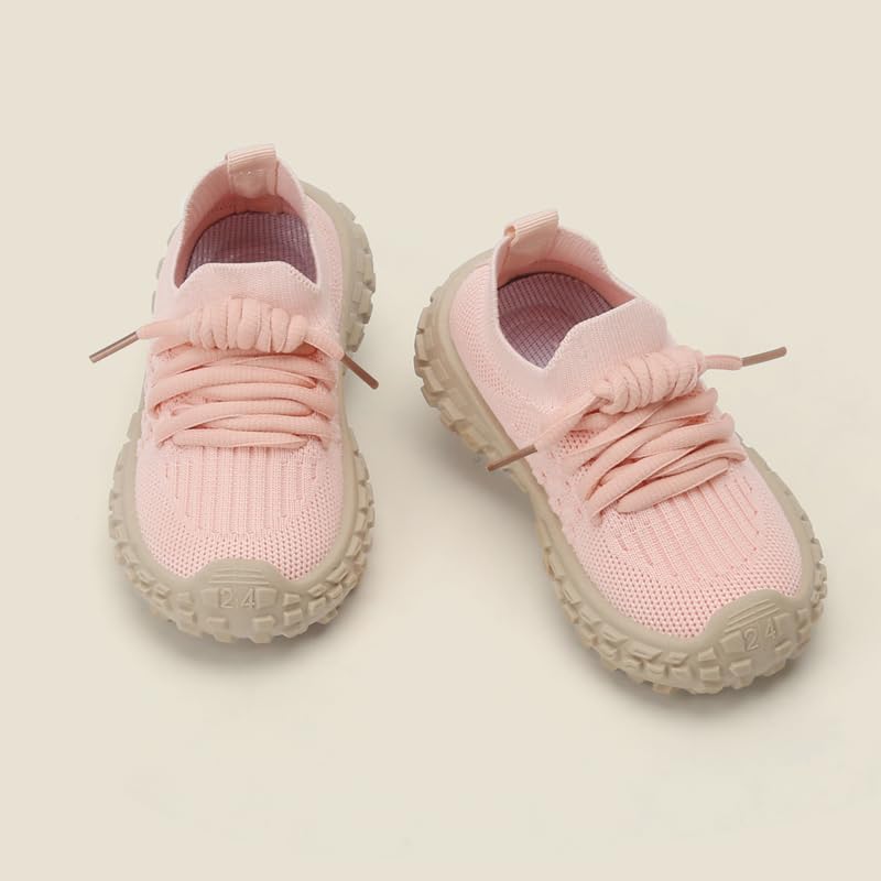 Kids Knit Athletic Sneakers, Slip-on Running Shoes, Black with Beige Sole3