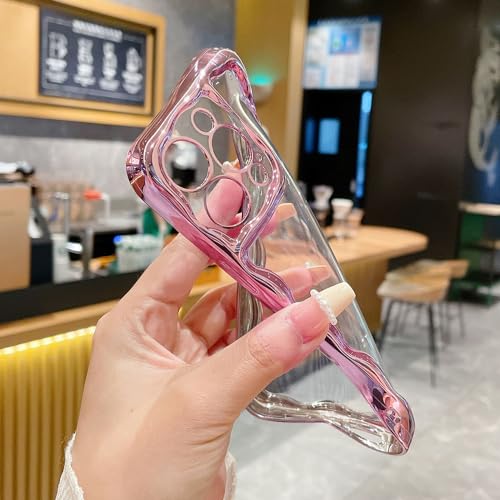 Coque iPhone 14 Pro Max argent vague au design galbé chic