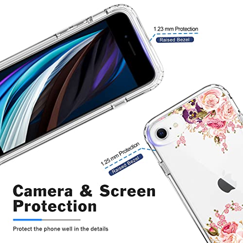 Coque iPhone 7 antichoc fleur rose évite les bris d'écran avec verre