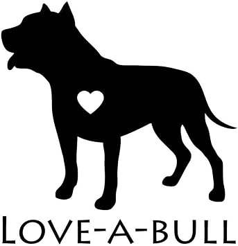 Love-A-Bull Dog Lover Pit Bull Inspired 6 Inch Vinyl Decal for Car Window, Exterior Black