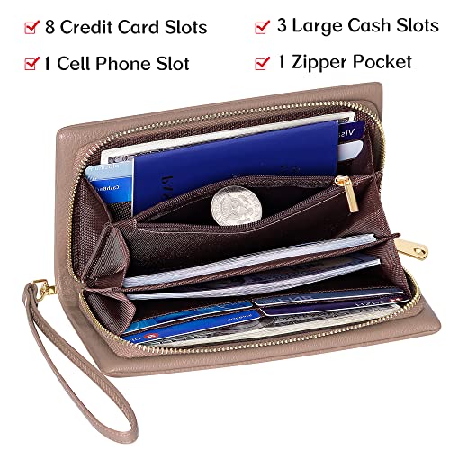 Womens Wallet RFID Large Capacity Zip Around Wallet PU Leather Credit Card Holder Clutch Wristlet Wallet Travel Purse2
