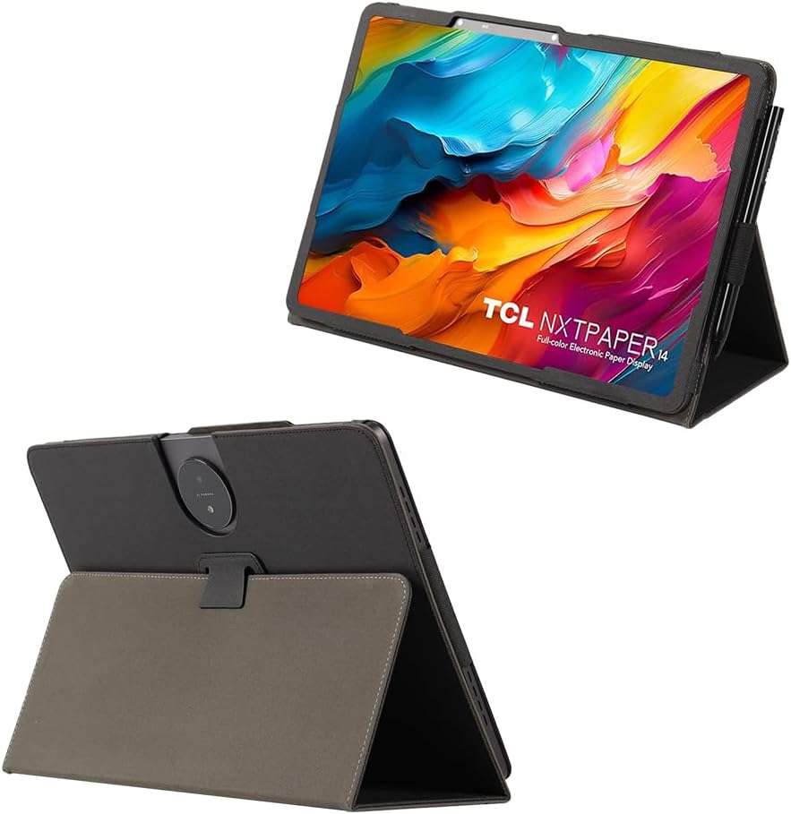 Case Compatible with Fro TCL NXTPAPER 14 14.3 inch,9491G Tablet Case, Folding Stand Protective Cover with Pencil Holder and Wrist Strap, Full Protection. (Black) (NOT TCL NXTPAPER 14Pro)