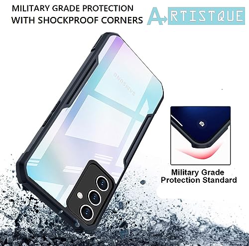 Image of A rtistque Clear Hard Transparent Acrylic Armor Anti-Drop Shockproof TPU Edge Back Cover Case for Samsung Galaxy M54 5G / Samsung Galaxy F54 5G - Black