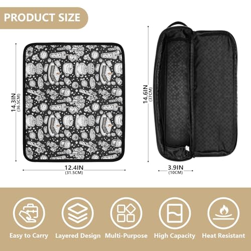 Bolsa organizadora de viaje y tapete resistente al calor para herramientas de cabello con diseño de árbol de Navidad de mármol miniatura 4