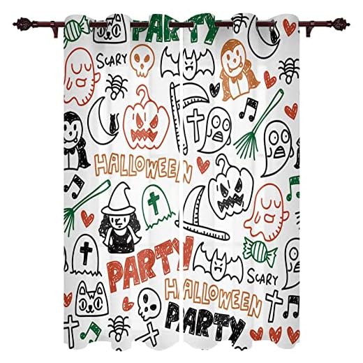 YUANCAN Mörkläggningsgardiner För Barnens Sovrum - Tecknad Film Halloween Pumpa Häxa 220X215Cm Vardagsrumsmörkning - 2 Paneler 85 % Ljusblockerande Ljud Brus- Och Värmereducerande - 1 Par Barnrum Lekr