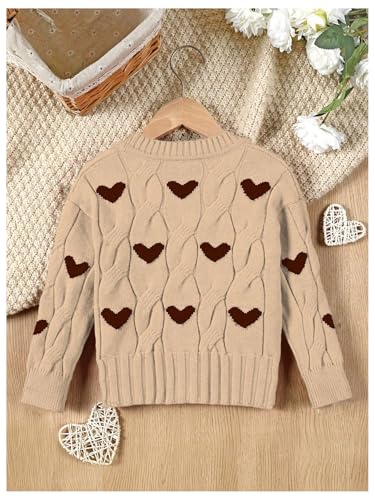 SOLY HUX Toddler Girl's Heart Print Cardigan Sweater V Neck Button Down Long Sleeve Knit Cute Fall Cardigans2