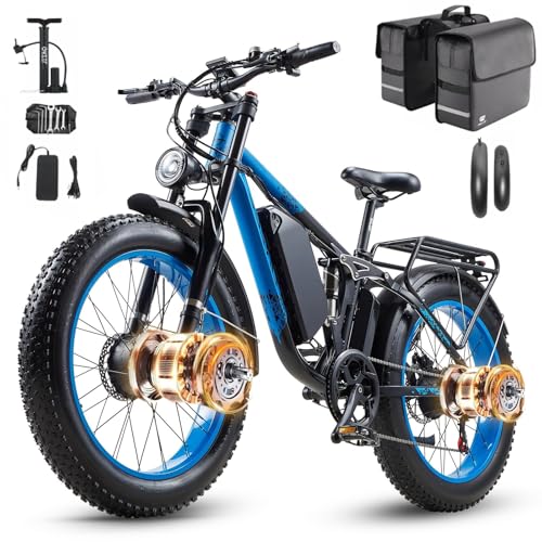 Peak 3000W Dual Motor Ebike, 48V 25AH, 24" Fat Tires, Blue