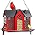 Kingsyard Bird Feeder House for Outside, Metal Mesh Wild Bird Feeder with Triple Feeders for Finch Cardinal Chickadee, Large Capacity, Weatherproof and Durable, Red