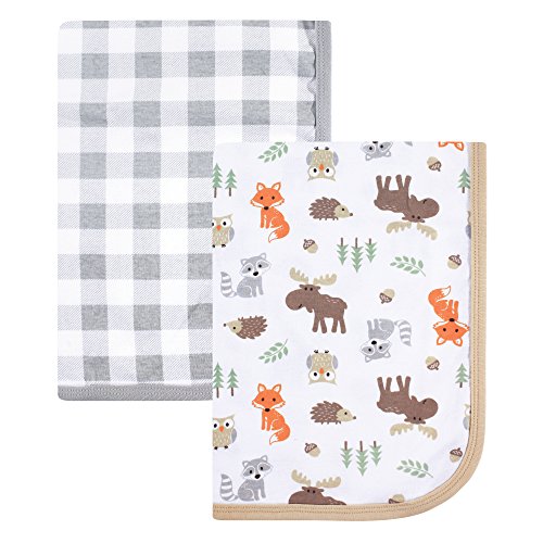 Hudson Baby Unisex Baby Cotton Swaddle Blankets, Woodland, One Size