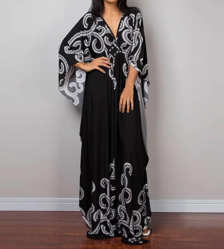 Copricostume Vestito Caftano Lungo Donna Mare Woman Boho Chic Kaftan COV0276