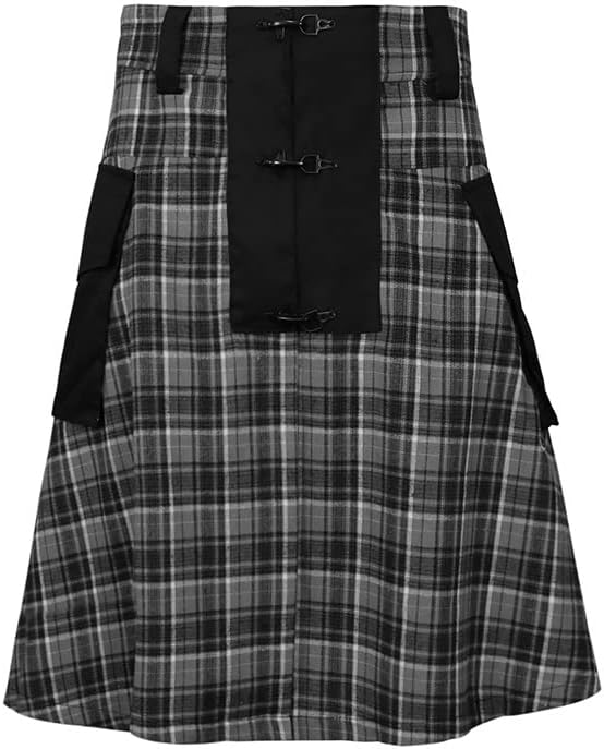 Medieval Renaissance Men's Tartan Kilt Gothic Vintage Scotland Skirts Samurai Cosplay Costume