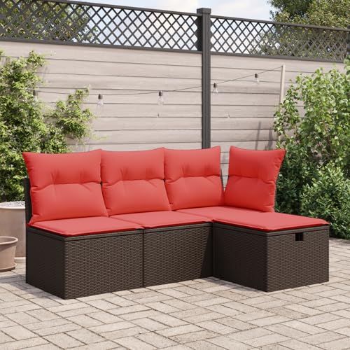 Tabouret de jardin robuste en polyrotin marron tressé main - 2