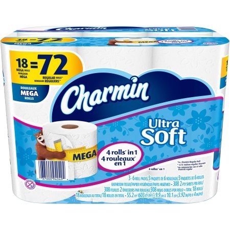 Charmin Ultra Soft Toilet Paper 6 Mega Rolls (Pack of 3)