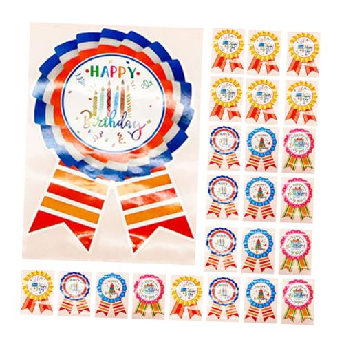 GETAJGHSD 100個誕生日バッジステッカー ラベル 子供向け バースデーパーティー装飾用 ステッカー お誕生日メダル ラッピング用 再利用可能なアドヒーシブ付き