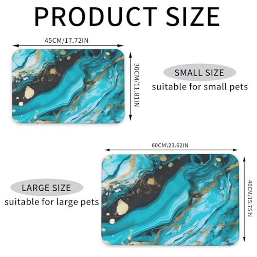 Tapis de nourriture pour chien gamelle bleu turquoise imperméable antidérapant